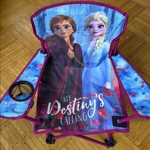 Disney Frozen II Kid’s Camp Chair with Cup Holder - Blue and Purple (Age 4+)